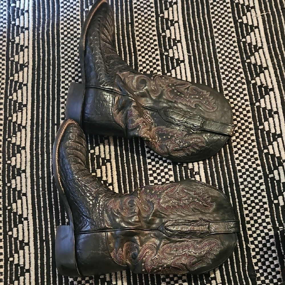 Lucchese Dark Leather Western Boots - Picture 3 of 11